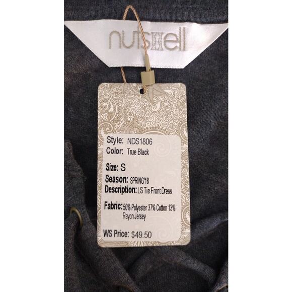 Nutshell Long Sleeve Dress with Lace Up Neck, Gray, Size S, NWT - Picture 4 of 6